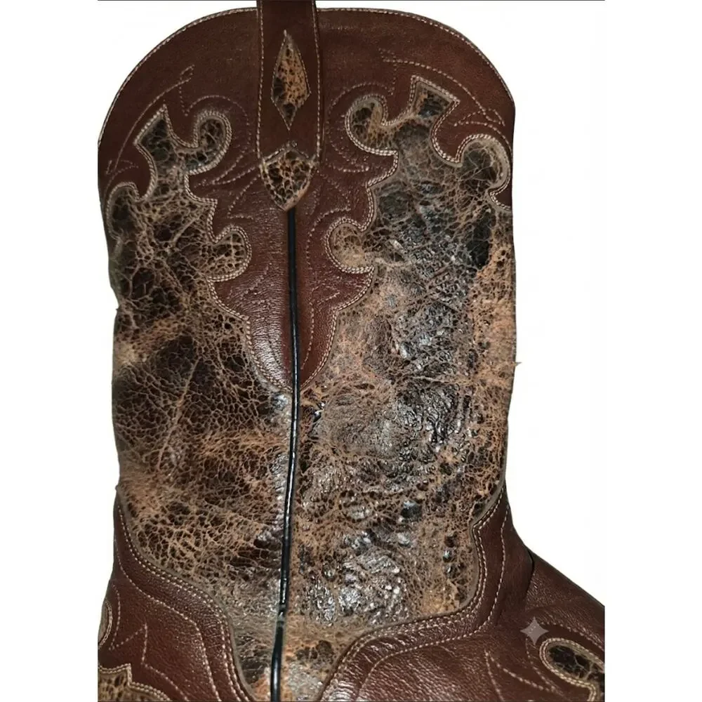 JB Dillon Cowboy Boot Men 11D Brown Goat Leather Western Mexico Snip Toe